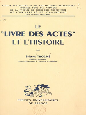 cover image of Le "Livre des Actes" et l'histoire